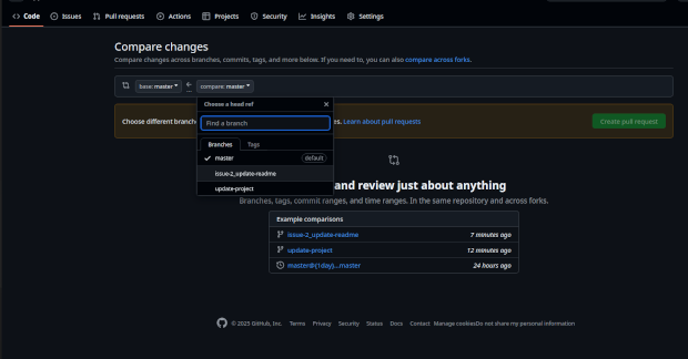 Выбрать откуда и куда будем мерджить